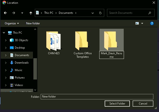 Downloaded resume in folder